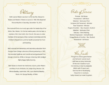 Funeral Memorial Program PrePrinted Shell Folder