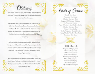 Funeral Memorial Program PrePrinted Shell Folder