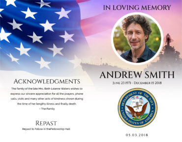 Funeral Memorial Program PrePrinted Shell Folder