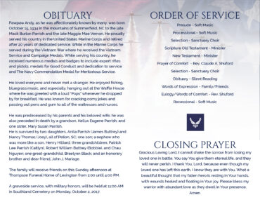 Funeral Memorial Program PrePrinted Shell