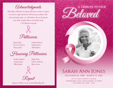 Funeral Memorial Program PrePrinted Shell