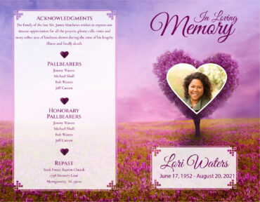 Funeral Memorial Program PrePrinted Shell