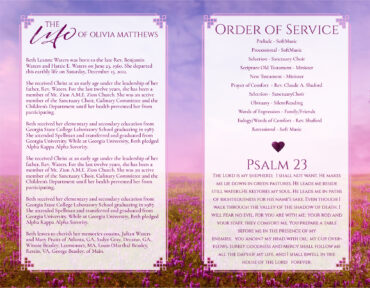 Funeral Memorial Program PrePrinted Shell