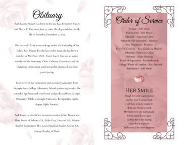 Funeral Memorial Program PrePrinted Shell
