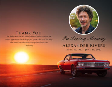 Funeral Memorial Program PrePrinted Shell