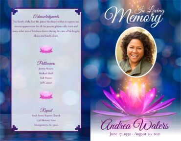 Funeral Memorial Program PrePrinted Shell