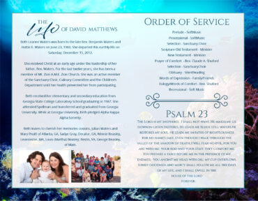 Funeral Memorial Program PrePrinted Shell