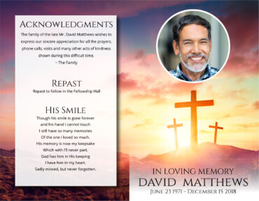 Funeral Memorial Program PrePrinted Shell