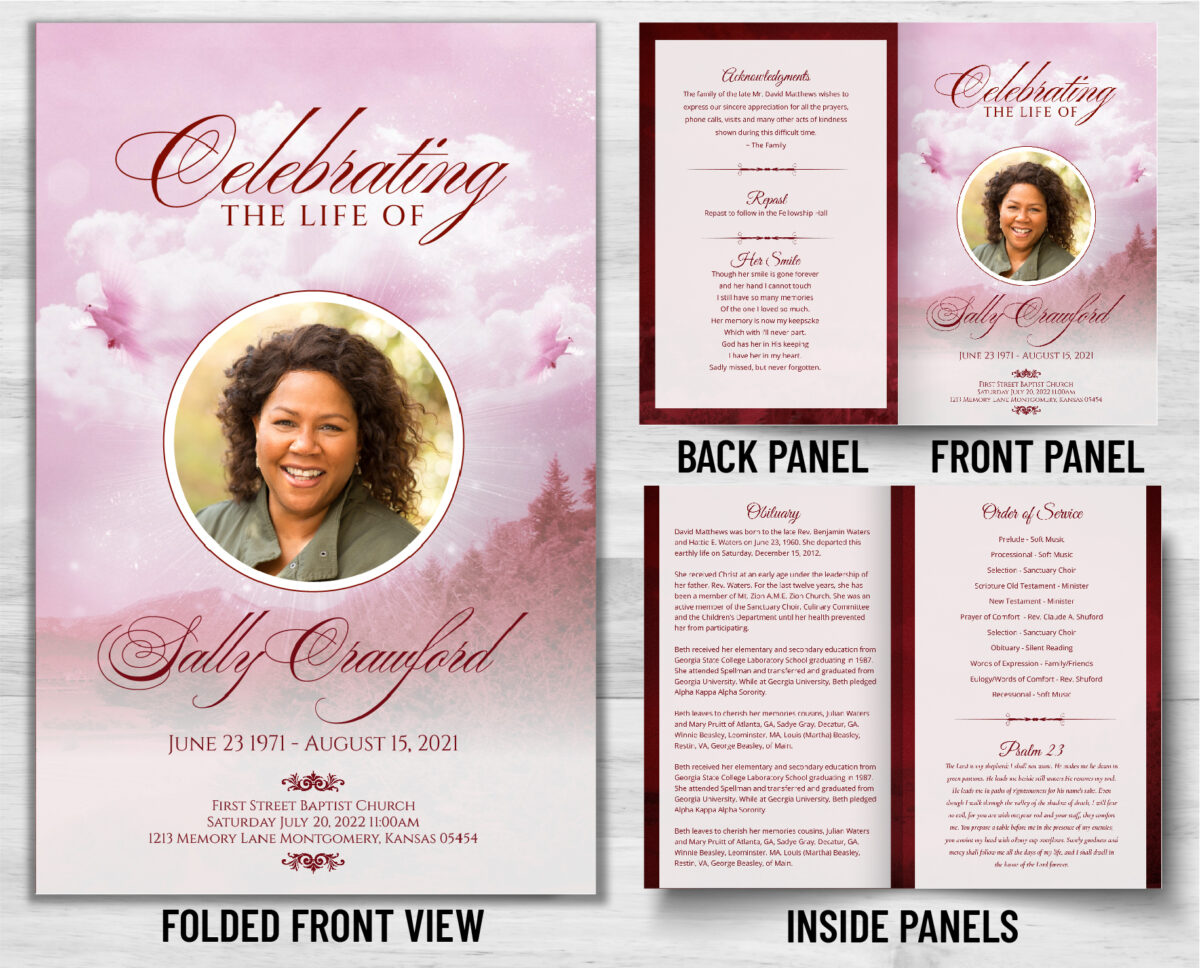 Funeral Memorial Program PrePrinted Shell