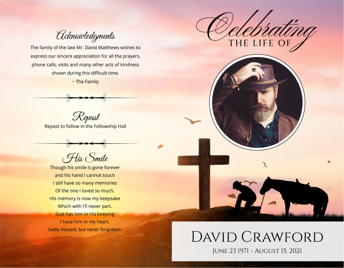 Funeral Memorial Program PrePrinted Shell