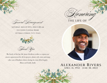 Funeral Memorial Program PrePrinted Shell