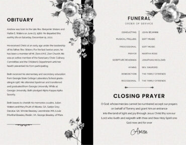 Funeral Memorial Program PrePrinted Shell