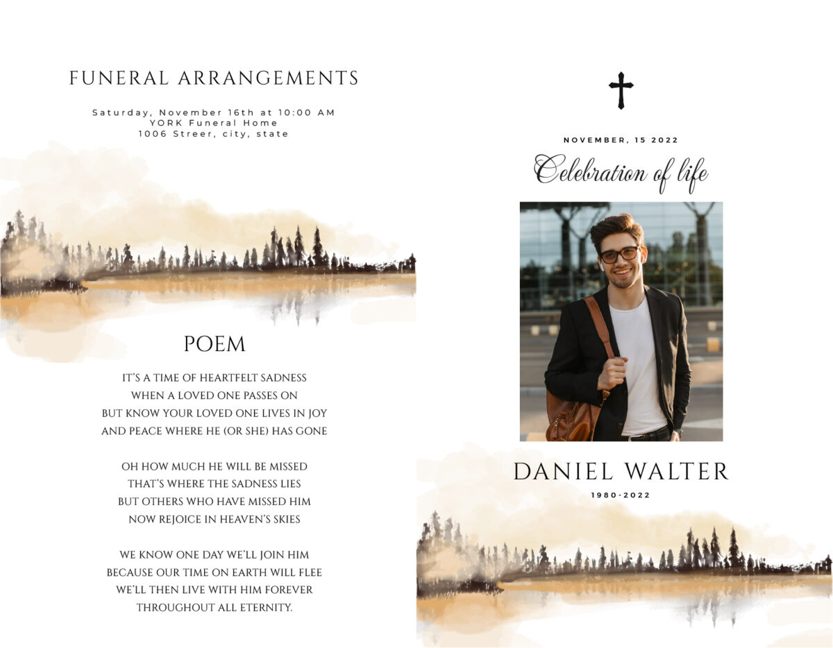 Funeral Memorial Program PrePrinted Shell