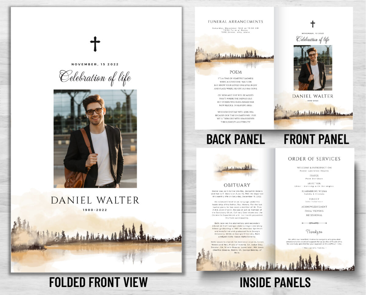 Funeral Memorial Program PrePrinted Shell