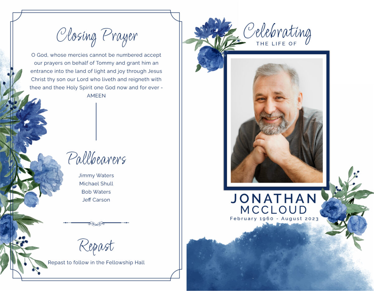 Funeral Memorial Program PrePrinted Shell