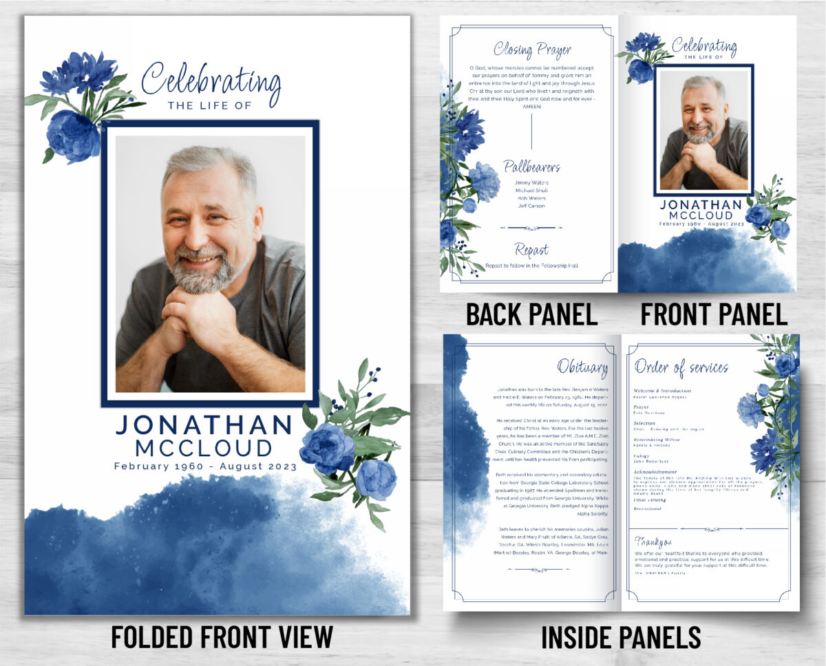 Funeral Memorial Program PrePrinted Shell