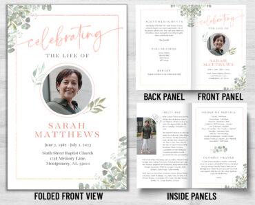 Funeral Memorial Program PrePrinted Shell