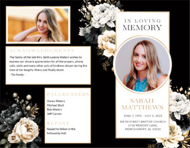 Funeral Memorial Program Pre-Printed Shell