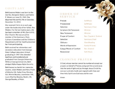 Funeral Memorial Program Pre-Printed Shell