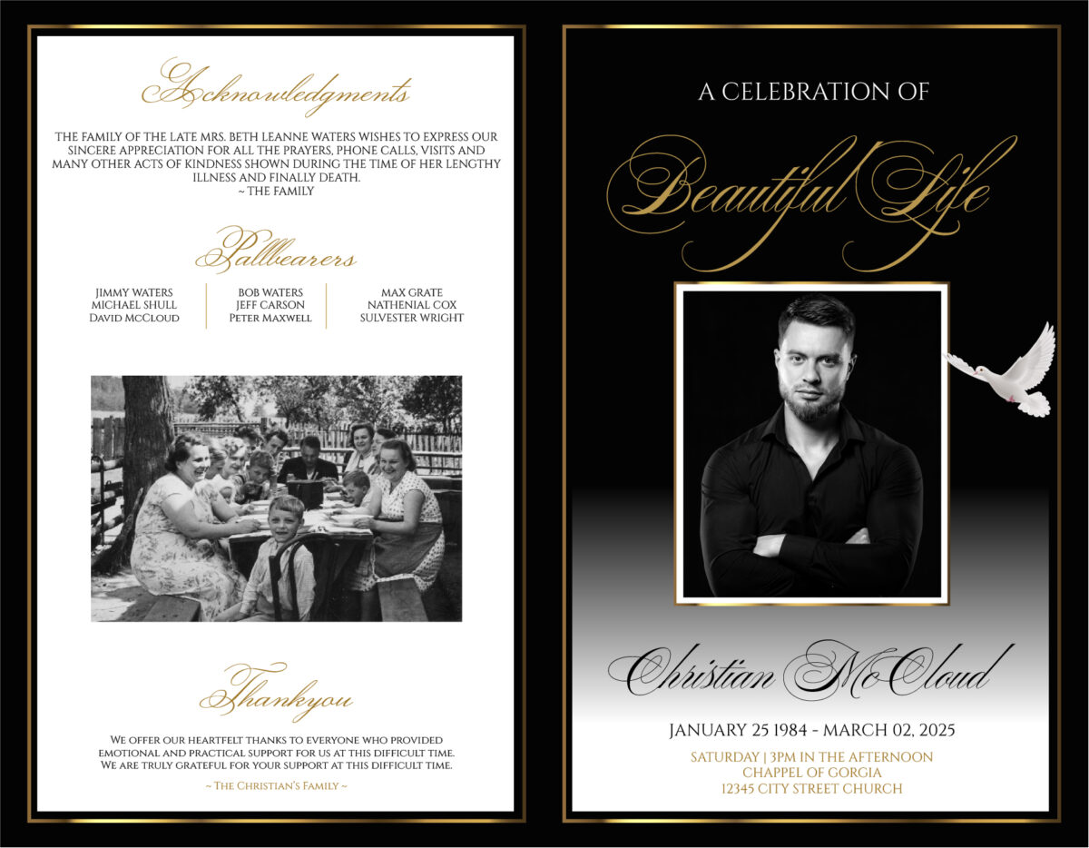 Funeral Memorial Program Pre-Printed Shell