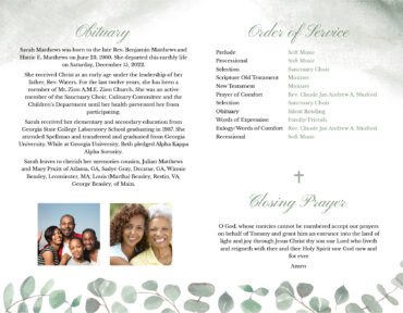 Funeral Memorial Program Pre-Printed Shell