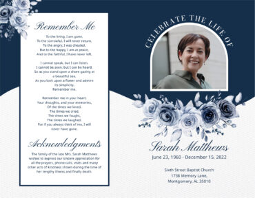 Funeral Memorial Program Pre-Printed Shell