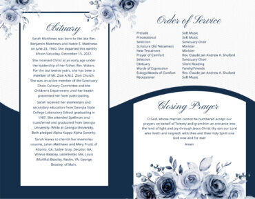 Funeral Memorial Program Pre-Printed Shell