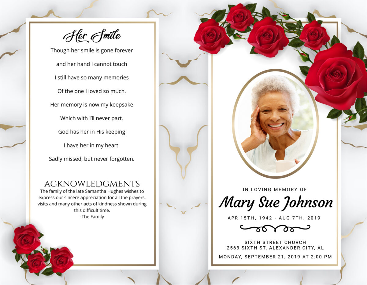 Funeral Memorial Program Pre-Printed Shell