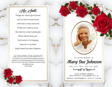 Funeral Memorial Program Pre-Printed Shell