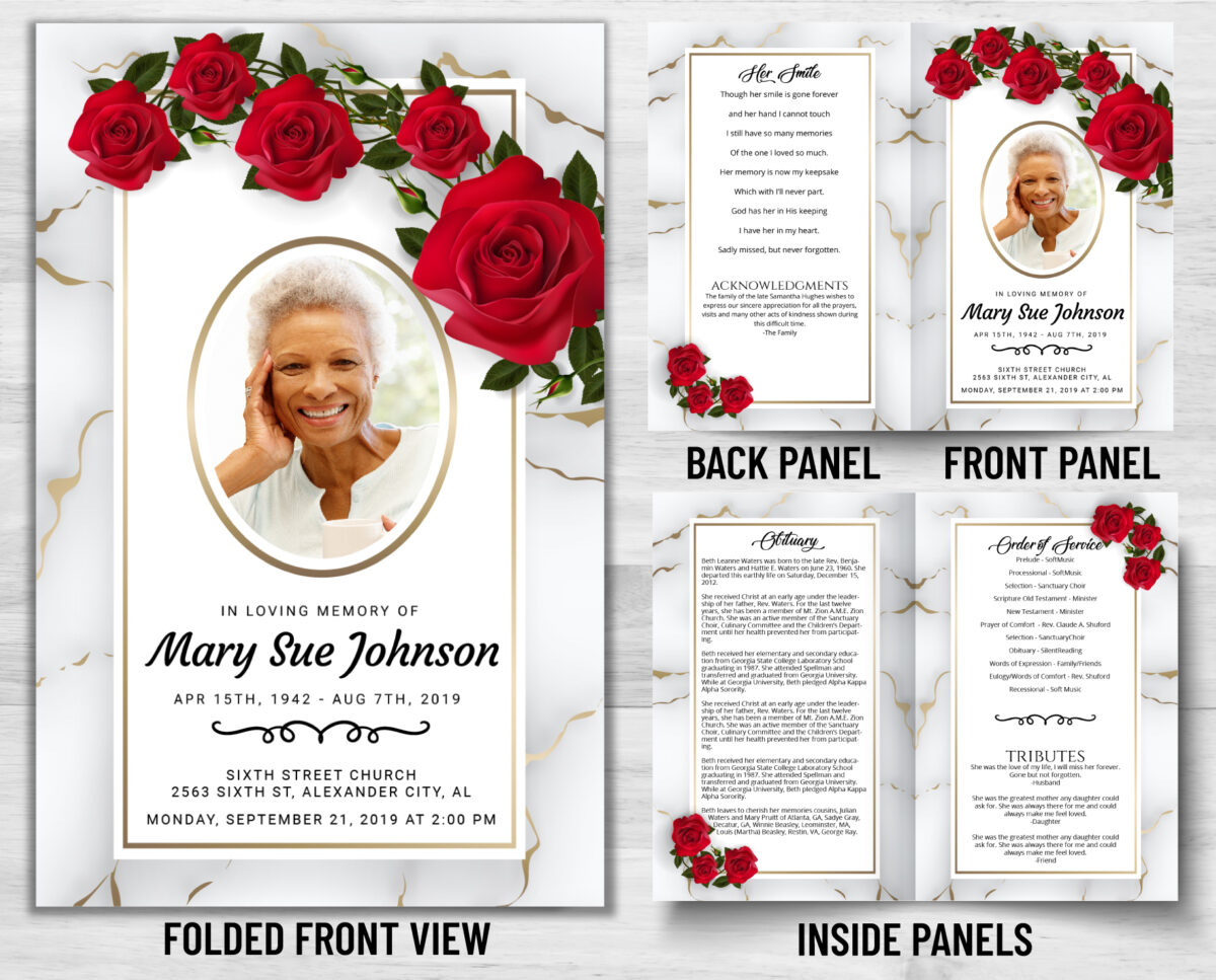 Funeral Memorial Program Pre-Printed Shell